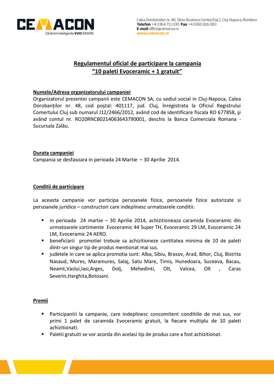Pagina 1-Regulament campanie promotie 10+1 CEMACON 
