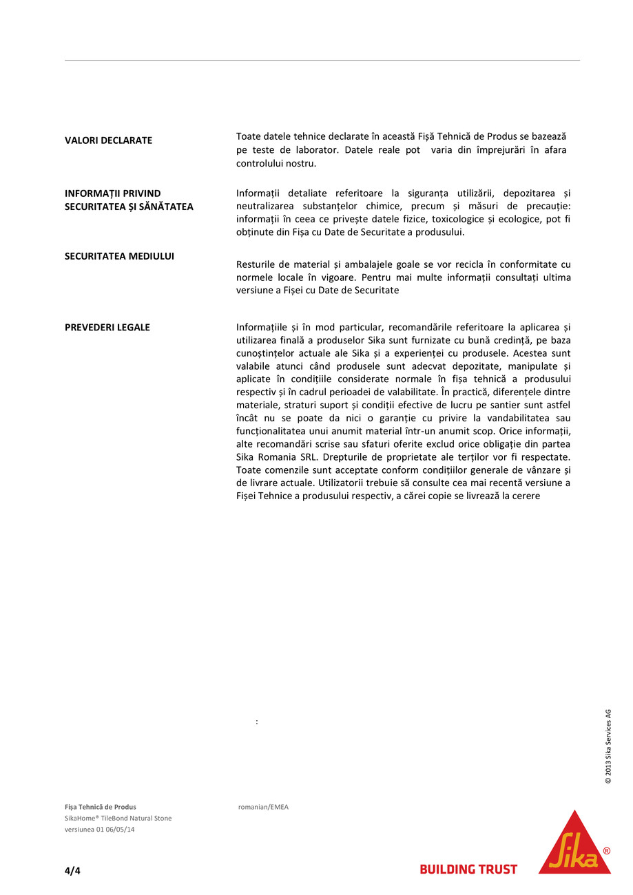 Pagina 4-Adeziv pentru piatra naturala SikaHome TileBond Natural Stone 