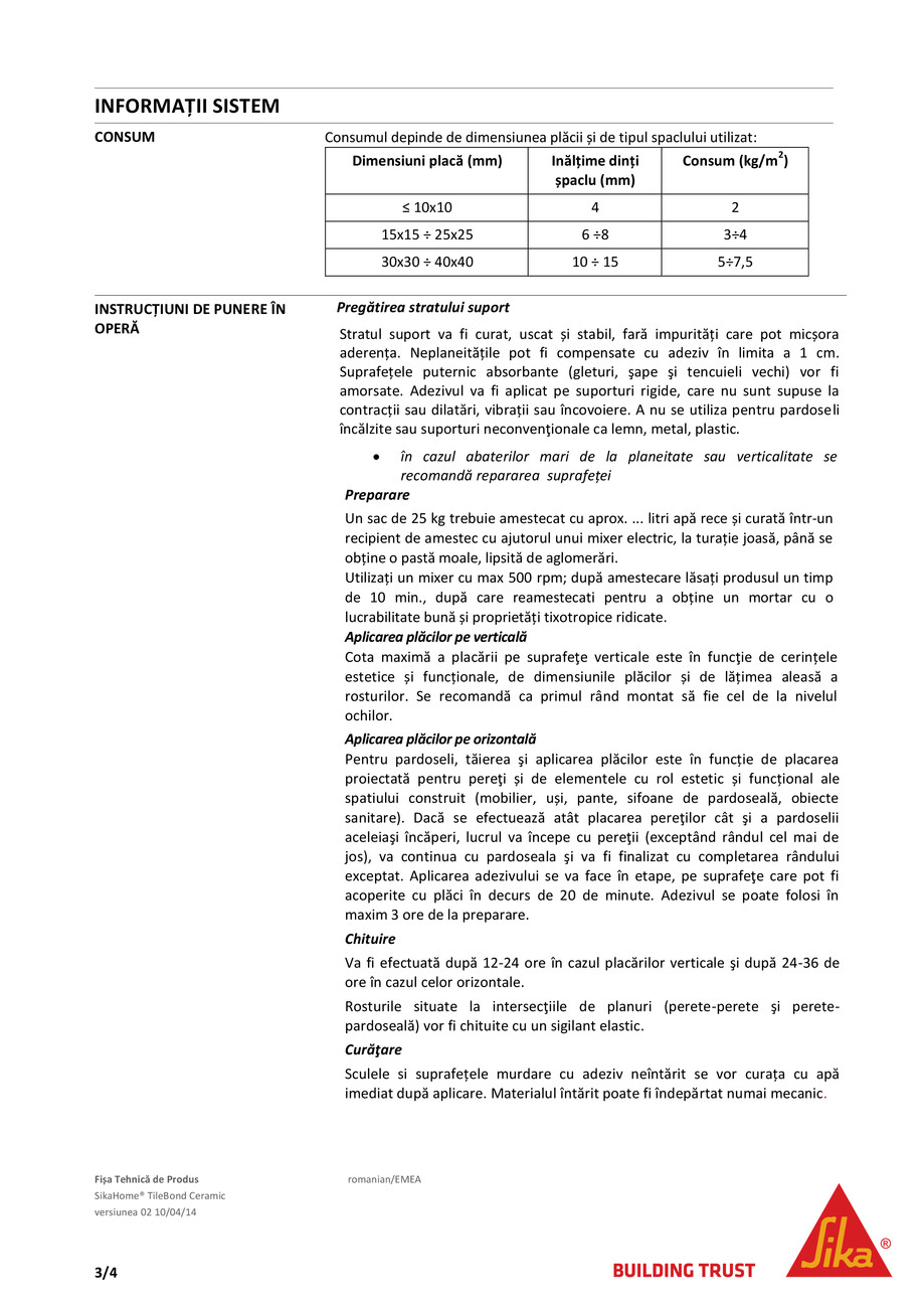 Pagina 3-Adeziv pentru placari ceramice la interior SikaHome TileBond Ceramic 