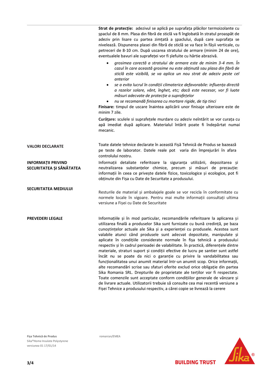 Pagina 3-Adeziv pentru termosistem cu polistiren SikaHome Insulate Polystyrene 