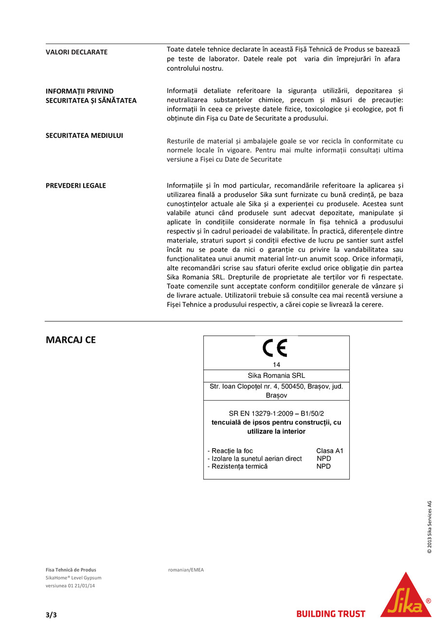 Pagina 3-Glet de ipsos pentru interior SikaHome Level Gypsum 