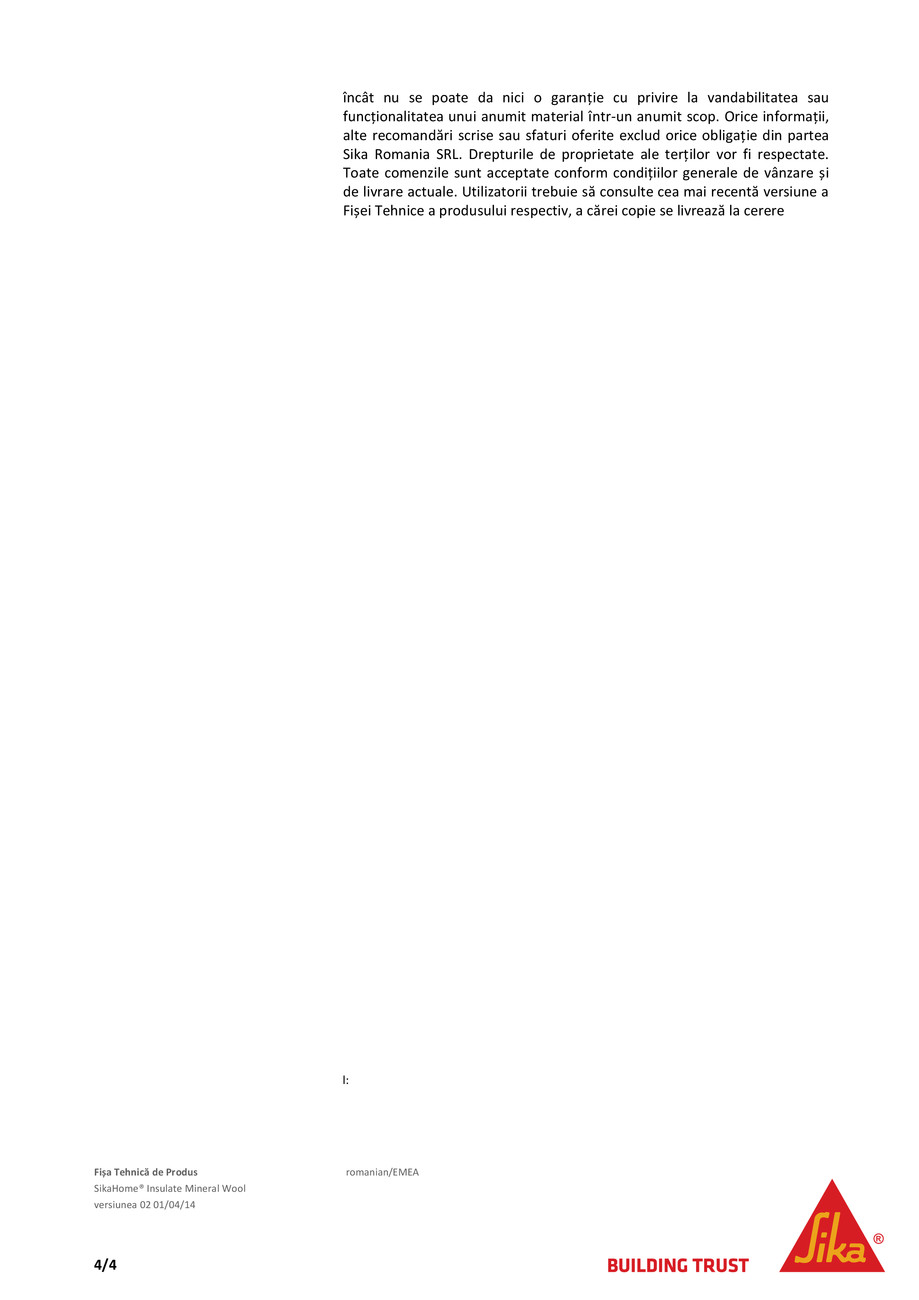 Pagina 4-Adeziv pentru termosistem cu vata minerala SikaHome Insulate Mineral Wool 