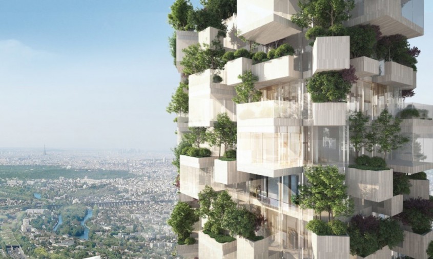 Prima pădure verticală din Franţa cu un hectar de verdeaţă - Prima clădire cu fațadă înverzită