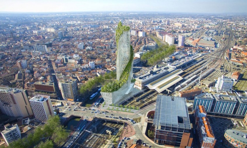 Turnul Occitanie - Copacii vor creste pe suprafata unui turn de birouri din Toulouse