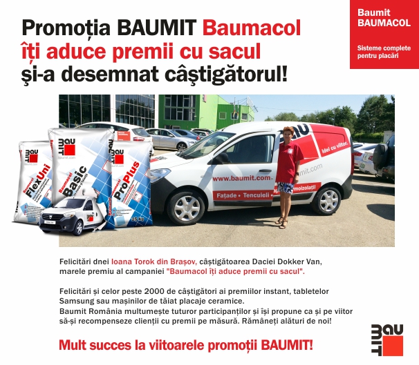 Promotia BAUMIT Baumacol iti aduce premii cu sacul si-a desemnat castigatorul!  - Promotia BAUMIT Baumacol