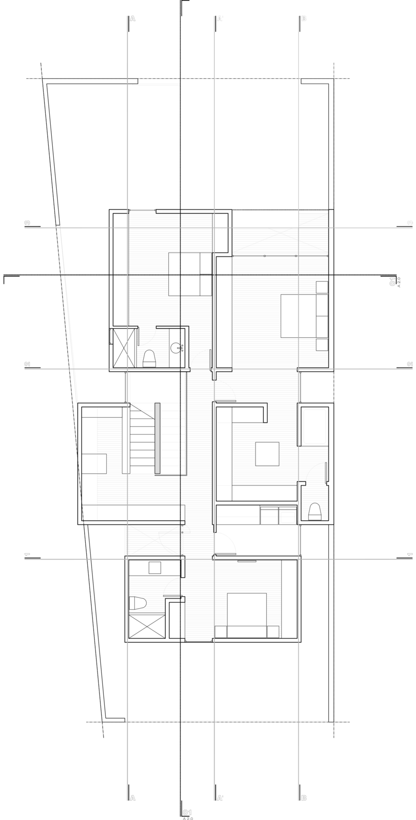 Casa GS - planuri - Locuinta cu volume din beton si metal