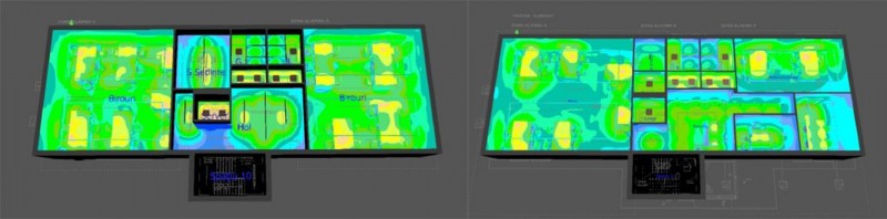 Simulare iluminat interior - etaj si parter - culori false - Simulare iluminat interior