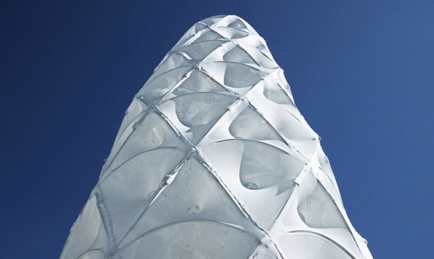 Hybrid Tower - Un turn realizat in intregime din material textil duce arhitectura usoara la un