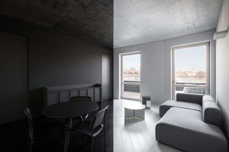 Apartament pliat in forme alb-negru - Apartament dezvoltat ca un origami