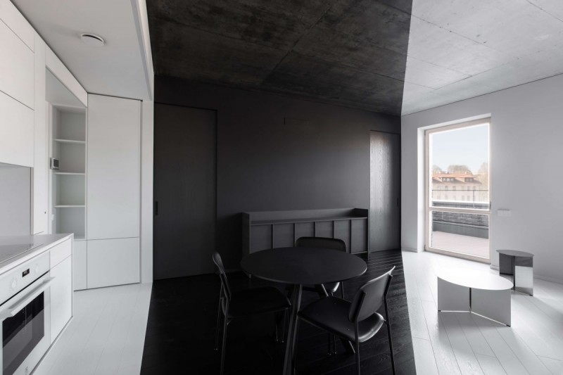 Apartament cu o manipulare” vizuală a spațiului - Apartament cu continuitate cromatica