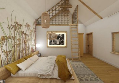 Dormitor pensiune agroturistica - detalii - Design interior pensiune agroturistica
