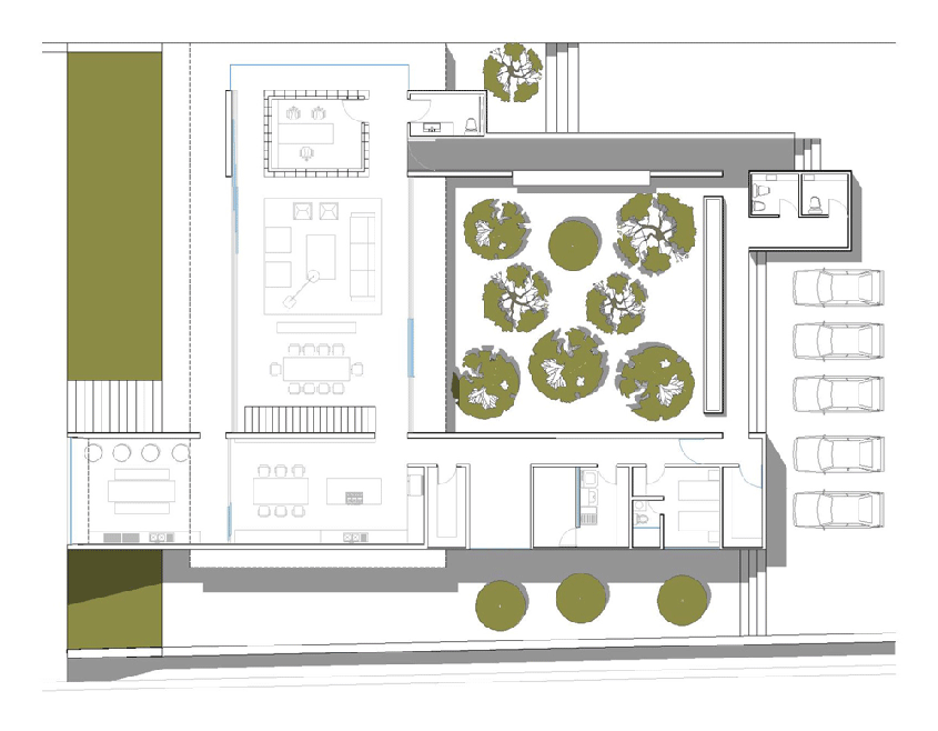 Casa MK - planuri - Resedinta contemporana construita in jurul "unei paduri de stejari"