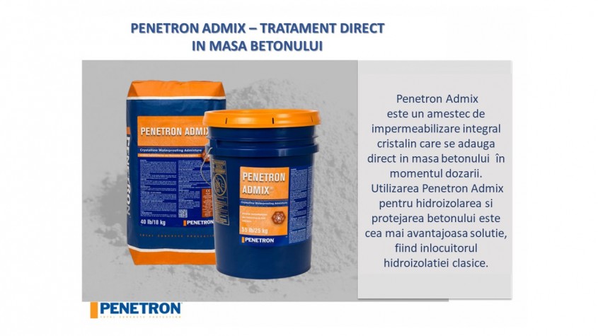 Prezentare 2 - Penetron Admix - Tratament direct în masa betonului