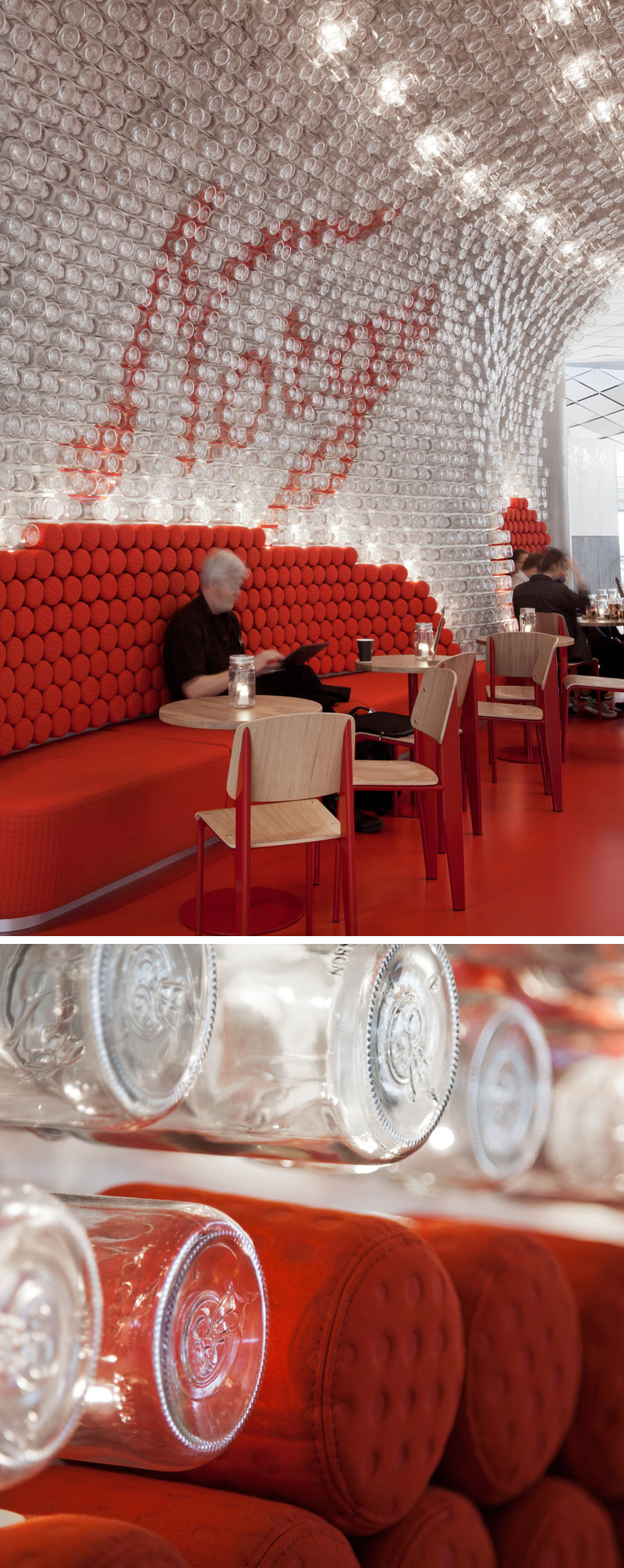 Peste 4 000 de borcane din sticlă folosite pentru pereții și tavanul unui bar - Peste