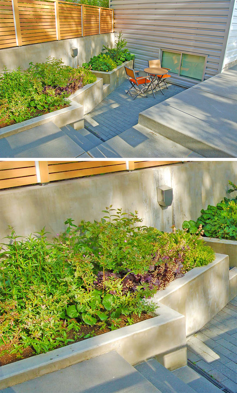Jardiniere din beton pentru o gradina cu multa vegetatie - Jardiniere din beton pentru o gradina