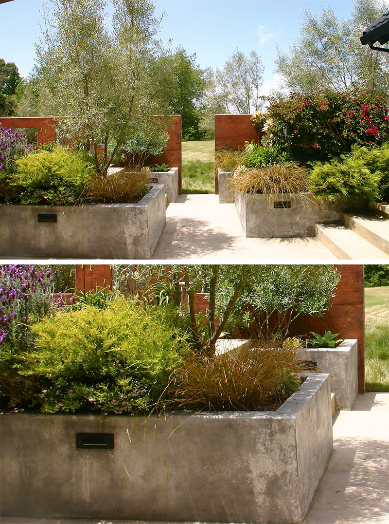 Jardiniere din beton pentru o gradina cu multa vegetatie - Jardiniere din beton pentru o gradina