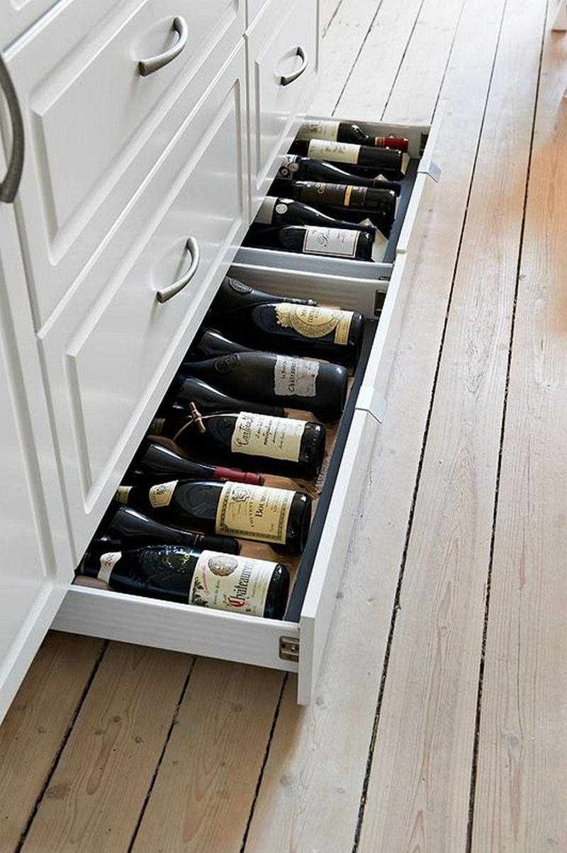 Soluții pentru a depozita sticlele de vin în bucătărie - Soluții pentru a depozita sticlele de