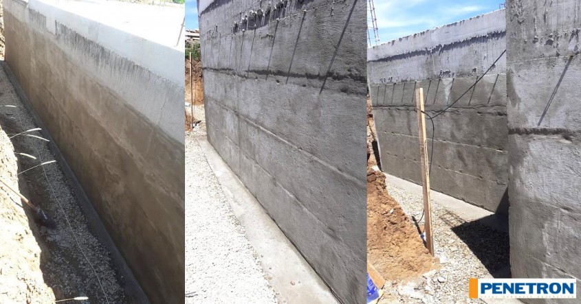 Rezultatul final al impermeabilizării fundației din beton cu materialul Penetron® prin pensulare - impermeabilizare si protecție