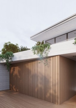 Vedere de aproape - panouri riflaj modular WPC decor lemn - Proiecte realizate cu riflaje modulare