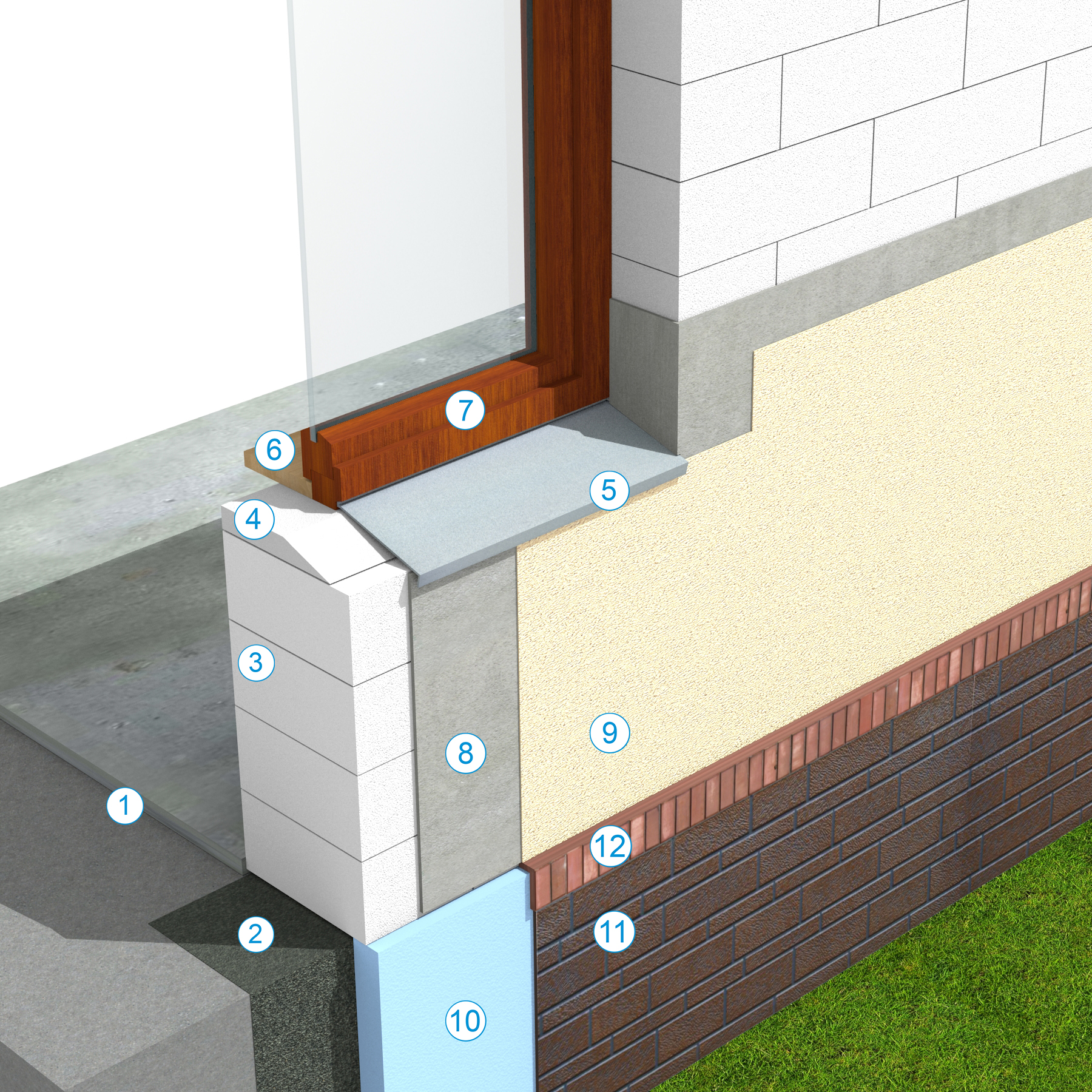 Detaliu de parapet - Sistem de zidarie confinata din BCA Macon pentru constructii rezidentiale publice si