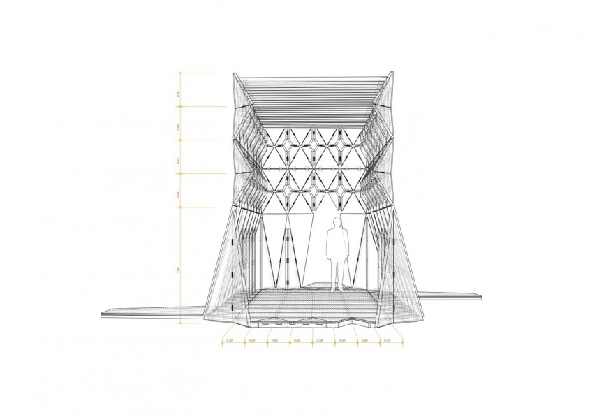 Pavilionul din Piata Escuelas Trevijano - planuri - Un pavilion din lemn care se împăturește precum