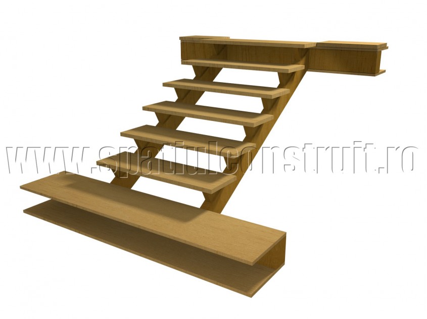 Scara pe structura din lemn, cu trepte prinse pe vang - Scari pe structura de lemn