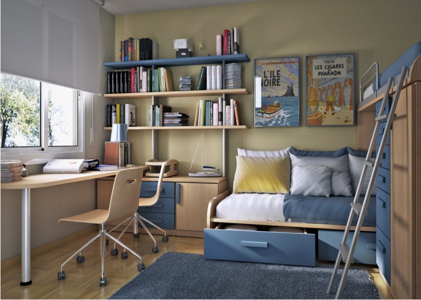 Foto www home-designing com - Mobilier pentru camera copiilor paturi prevazute cu sertare dedesubt (foto www