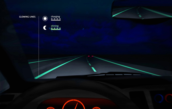 Marcaje fosforescente - Autostrada inteligenta foloseste iluminat interactiv pentru a comunica conditiile de drum