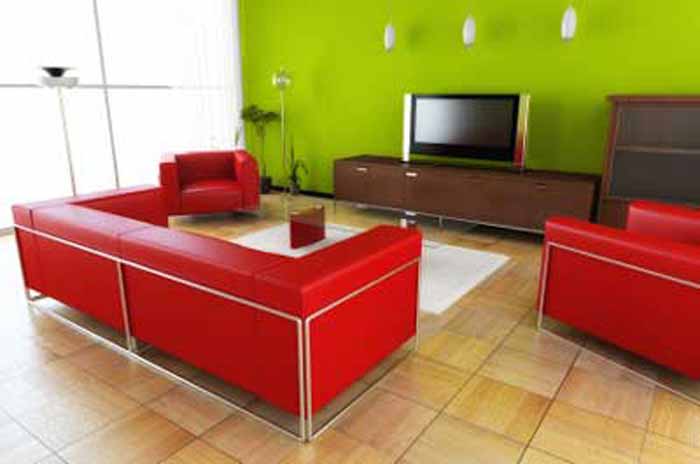 Foto via living-rooms.interiordezine.com - Interioare cu un design bazat pe combinatia rosu cu verde