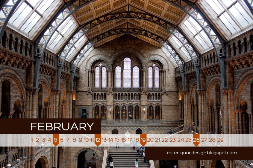 Februarie in calendarul 2012 / Muzeul Natural de Istorie din Londra - Pagina de calendar