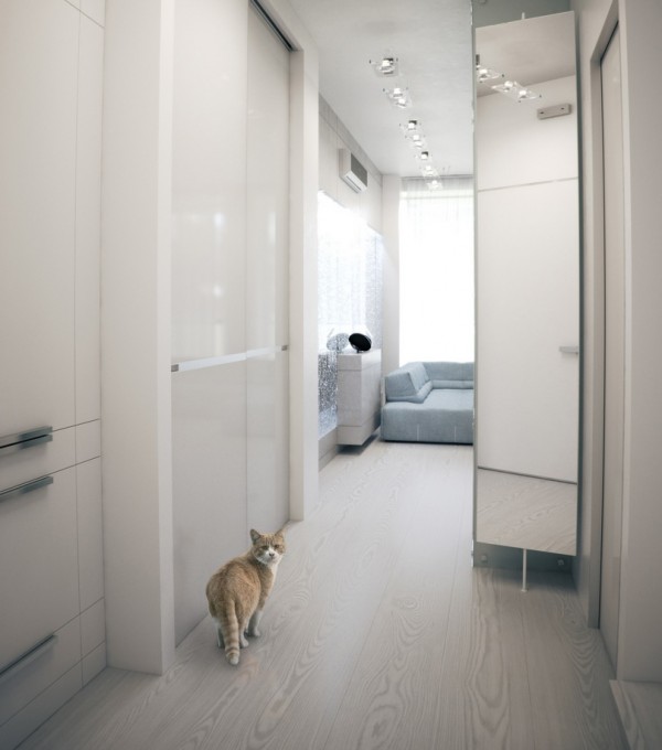 Alexander-Lysak-Visualization-white-mirrored-hall-to-living-room-cat-600x680 - Alexander Lysak a creat in acest apartament un spatiu contemporan, cald si luxos