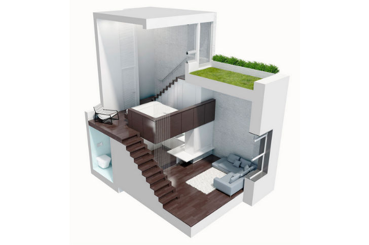 Apartament micro-loft, locuire supraetajata - Un apartament de doar 40mp, locuire supraetajata