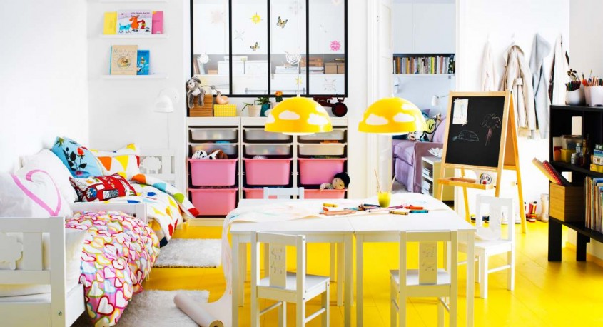 IKEA, camera pentru copii cu accente roz - Douazeci de idei pentru spatiile de joaca