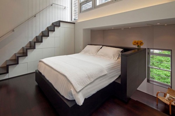 Un dormitor deschis, dar protejat - Cum poate fi proiectat un apartament pe nivele. Manhattan