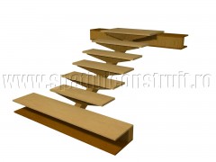Scari de lemn cu vang central si trepte prefabricate - Vanguri