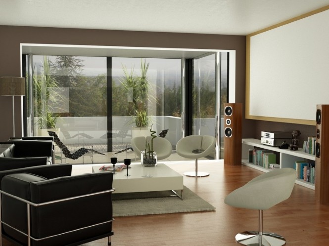 Pentru cinefili: canapele comode si un proiector cu ecran - Idei pentru un living room contemporan