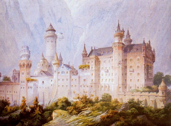 Neuschwanstein, proiectul desenat al castelului, Christian Jank, 1869  - Proiectul din secolul 19