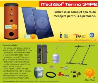 Pachet solar (kit) complet apa calda menajera pentru 3-4 persoane - ITechSol® Termo 34P2