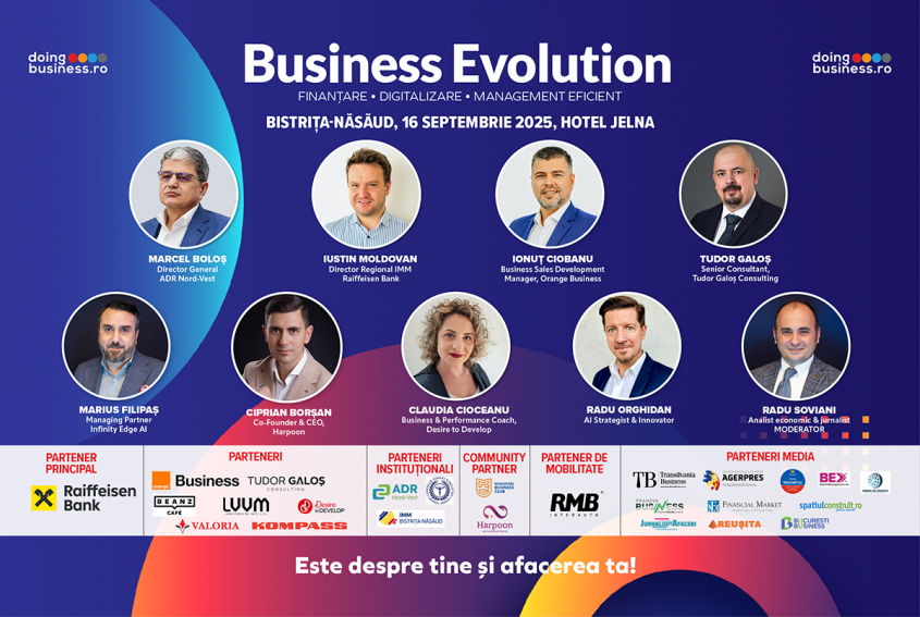 Roadshow-ul de conferințe Business Evolution ajunge pentru prima dată la Bistrița-Năsăud pe 16 septembrie
