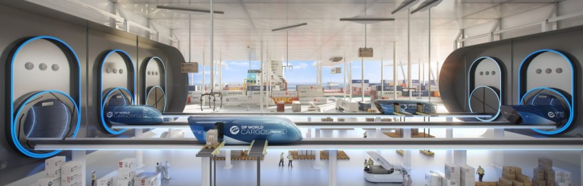 Așa ar putea arăta trenurile Hyperloop care vor transporta mărfuri cu viteza sunetului prin orașele viitorului
