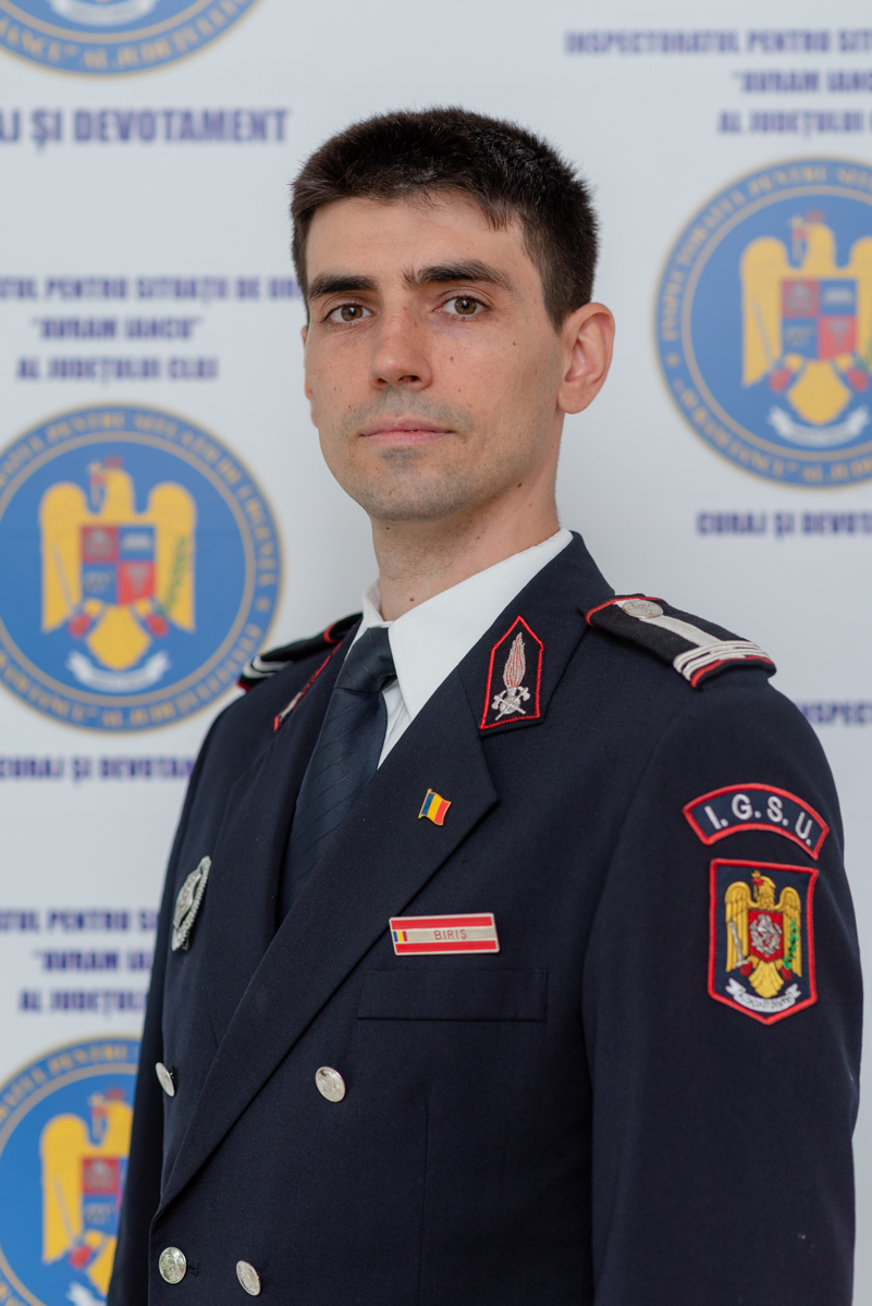 Purtătorul de cuvânt al ISU Cluj, locotenent-colonel Andrei Biriș