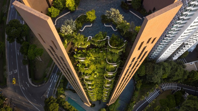 O clădire în care fiecare apartament are propria grădină luxuriantă