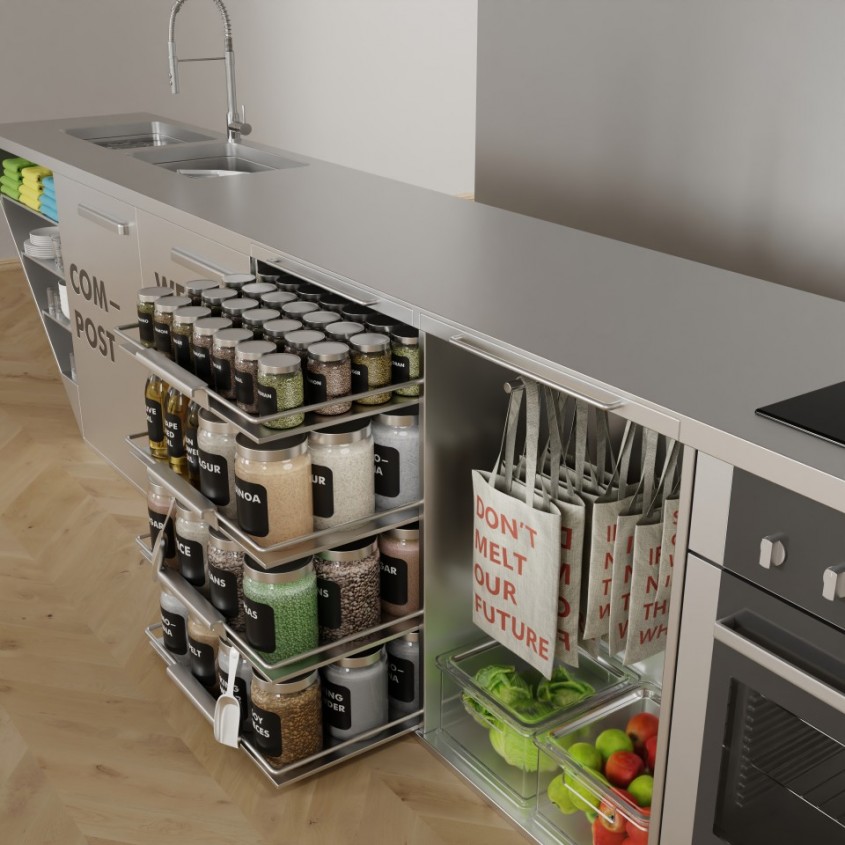 O arhitectă din Viena a creat bucătăria “zero waste”, care te scapă de grija gunoiului