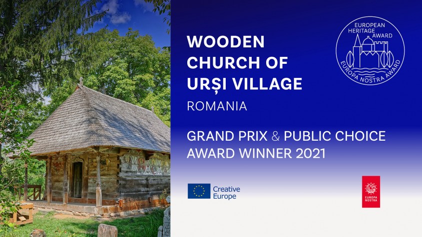 Biserica de lemn din satul Urși este marele câștigător al Premiilor Europene pentru Patrimoniu 2021