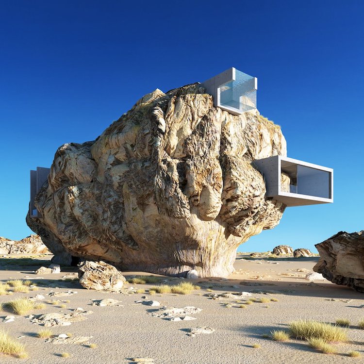 Casa imaginată într-un bloc de piatră