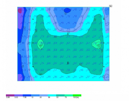 Randare &icirc;n culori false Studiul a prezis distribuția uniformă a luminii asigur&acirc;nd atingerea nivelului de lucși