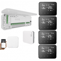 Kit automatizare smart Q20 controller pentru incalzire in pardoseala 8 zone full wireless 4 termostate smart