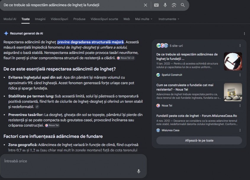 Cum utilizează Google AI Overview conținutul publicat în mediul editorial de construcții