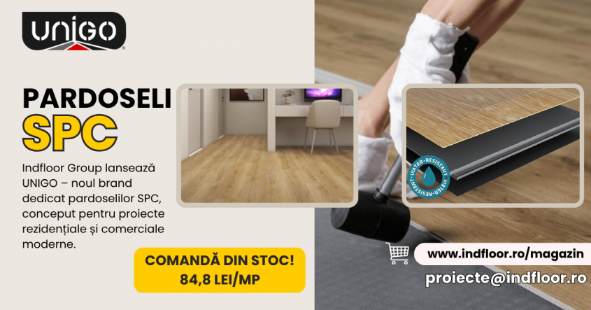 Indfloor Group extinde portofoliul cu pardoseli SPC. Prima colecție disponibilă: UNIGO Stonewood