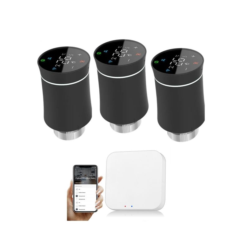 KIT AUTOMATIZARE SMART RADIATOARE, 3 CAPURI TERMOSTATATE QTV, WIRELESS, WIFI, HUB GATEWAY, APLICATIE IOS-ANDROID.jpg